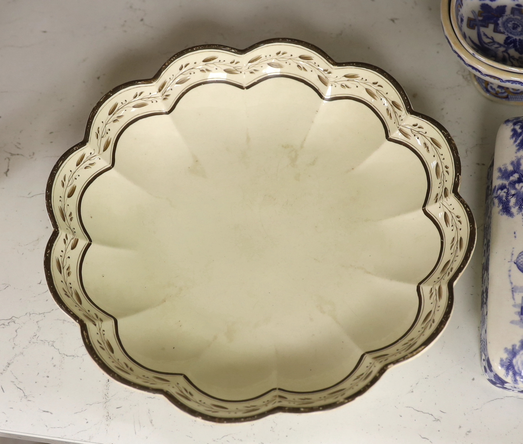 A quantity of various Victorian ceramics including a Wedgwood Queensware dish, 26cm